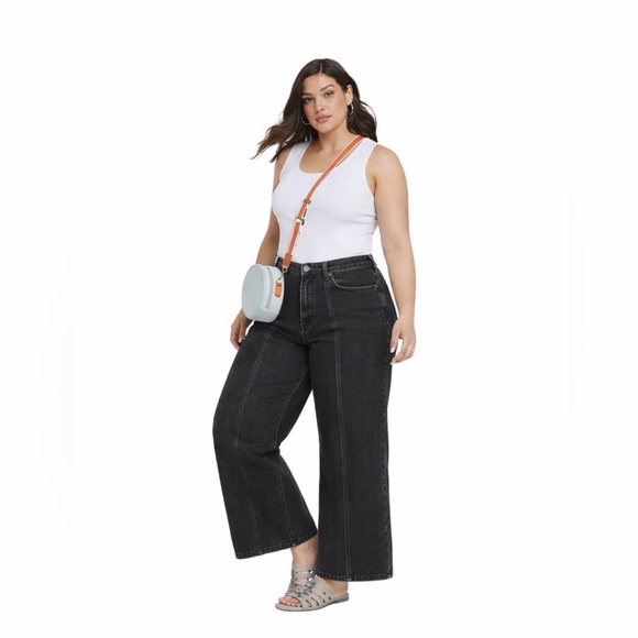 The Drop Denim - The Drop Black Charcoal Women's High Waist Crop Flare Jeans Size: 38